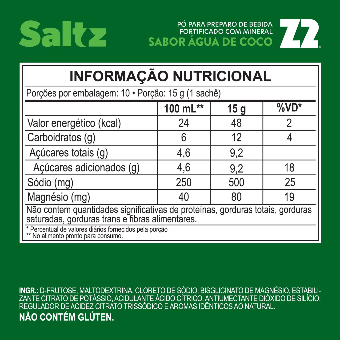Saltz 500 Z2 Água de Coco | Box 10un