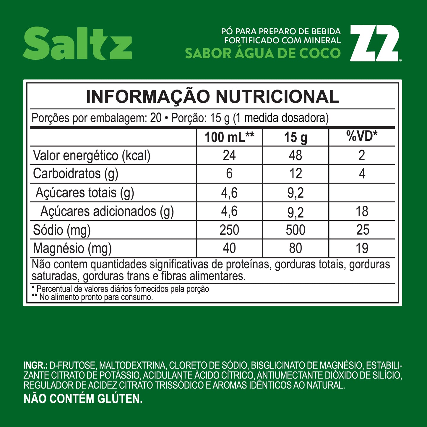 Saltz 500 Z2 Água de Coco | Pote 300g
