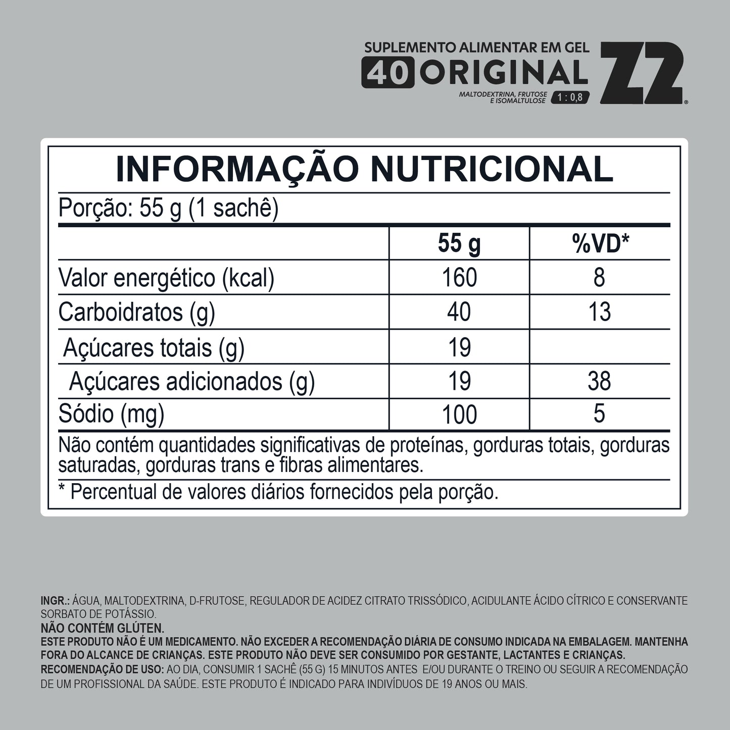 Energy Gel Z2 Original 40 Carb | Display 10un