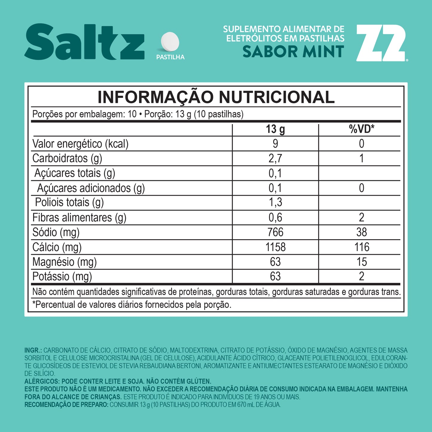 Saltz Pastilha Z2 Mint | Box 10un