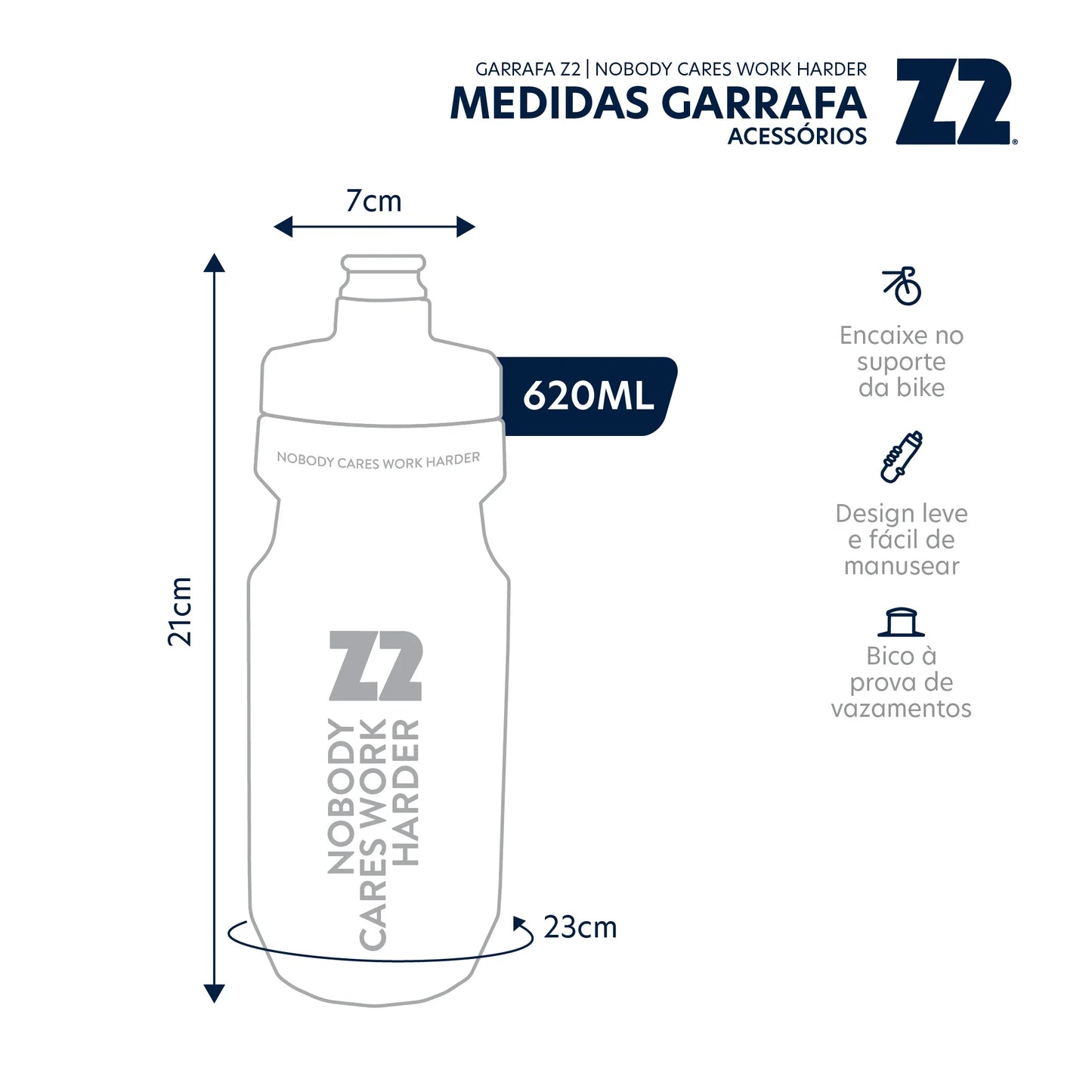 Garrafa Z2 | Nobody Cares Work Harder 620ml