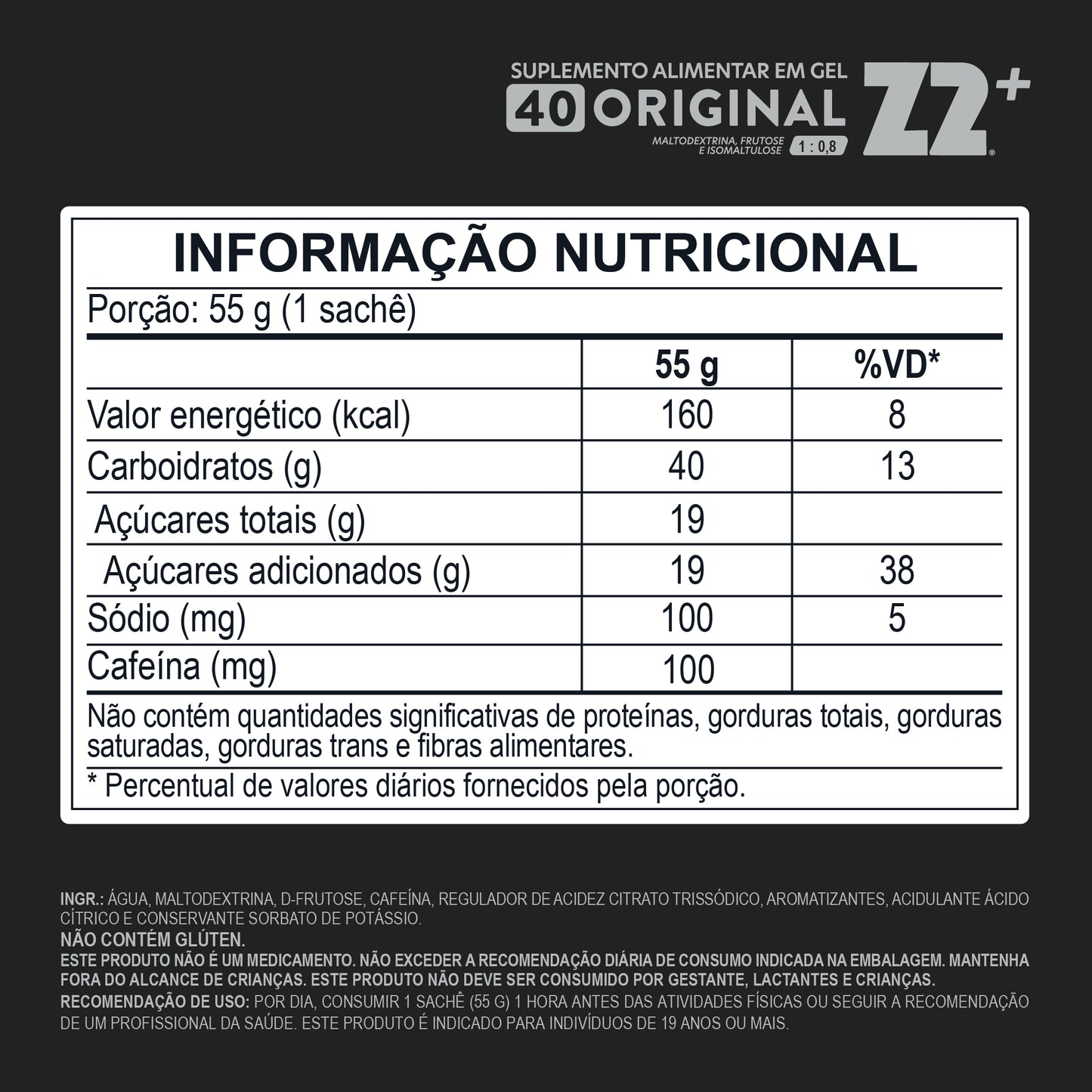 Energy Gel Z2+ Original 40 Carb | Display 10un