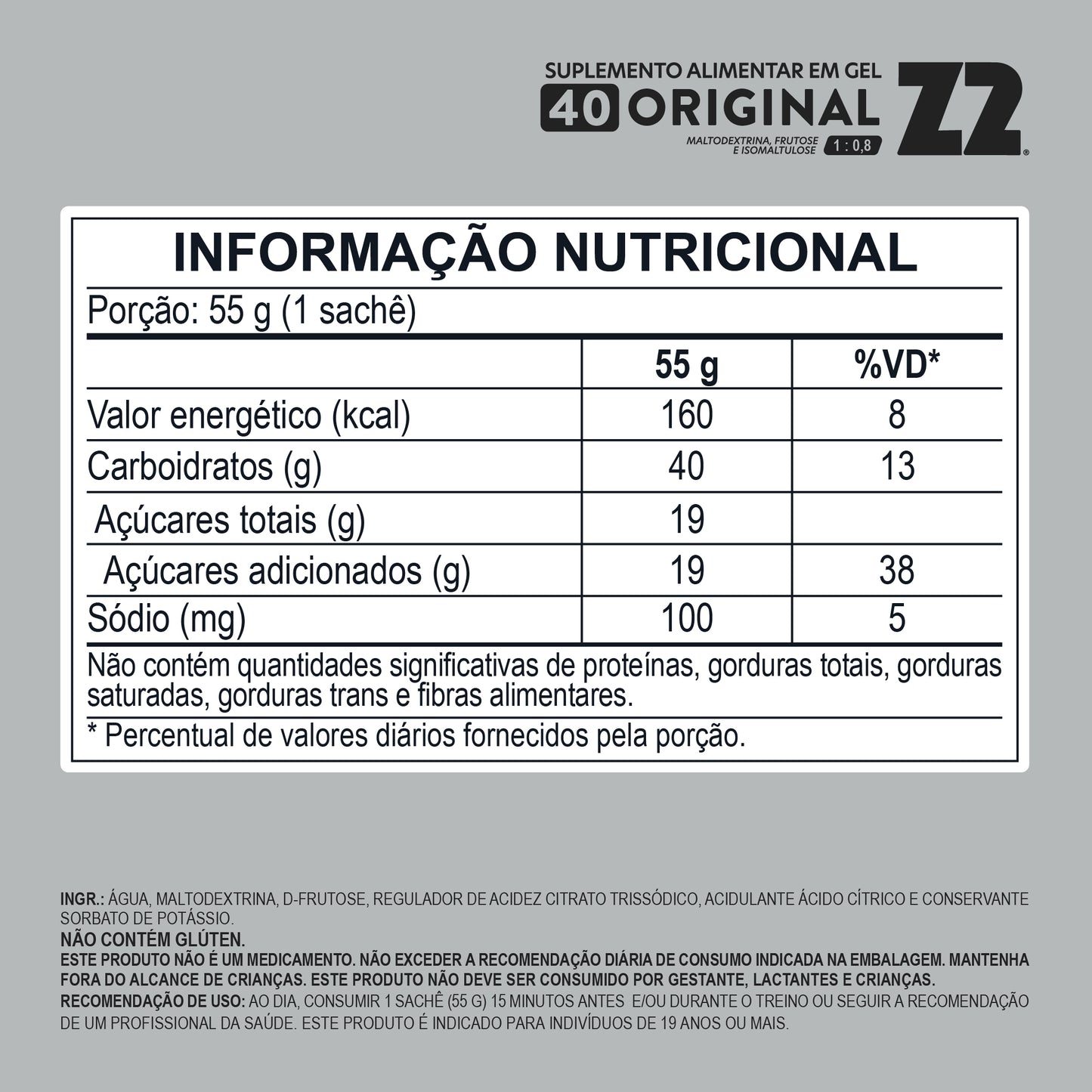 Energy Gel Z2 Original 40 Carb | Display 10un