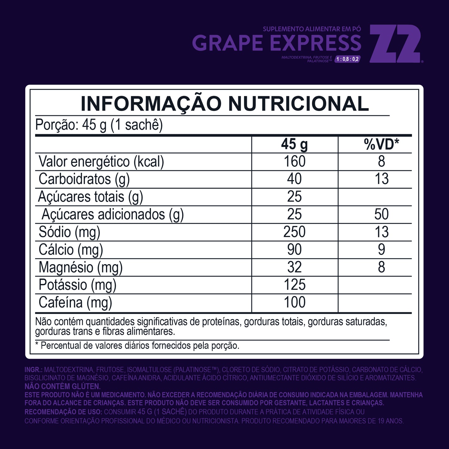 Z2+ Energy Drink Power Powder | Grape Express - Box 10 Sachês 45g