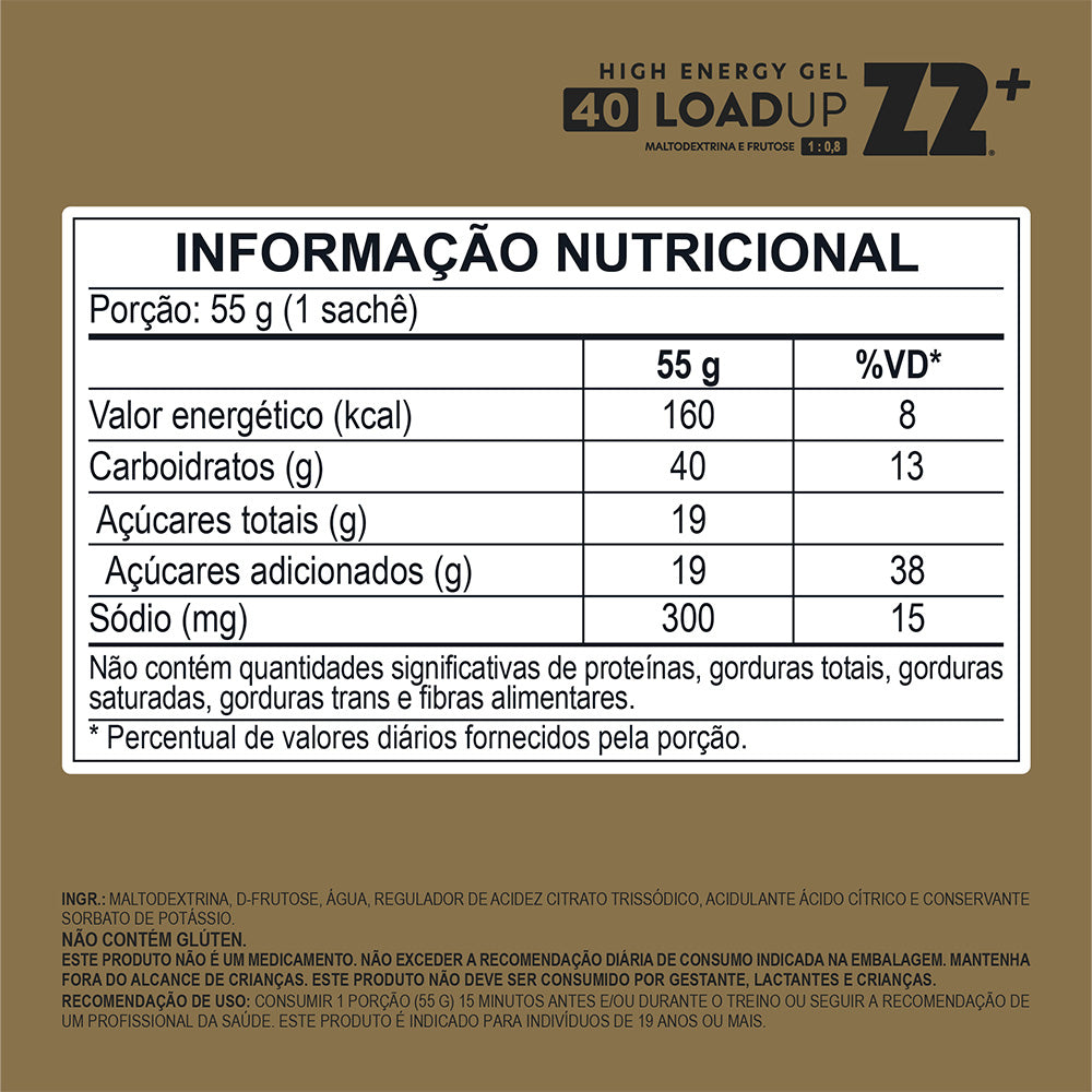Energy Gel Z2 LoadUp 40Carb 300mg Sódio | Box 10un