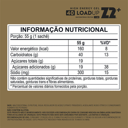 Energy Gel Z2 LoadUp 40Carb 300mg Sódio | Box 10un