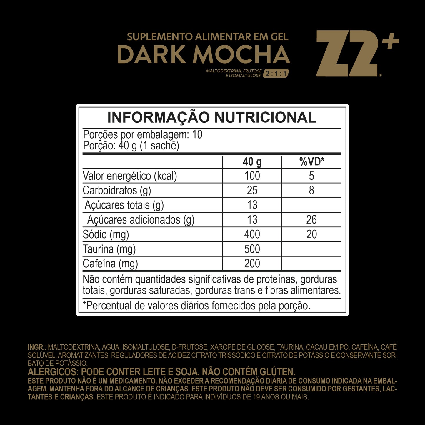 Energy Gel Z2+ Dark Mocha | Display 10 Sachês [Linha Classic]