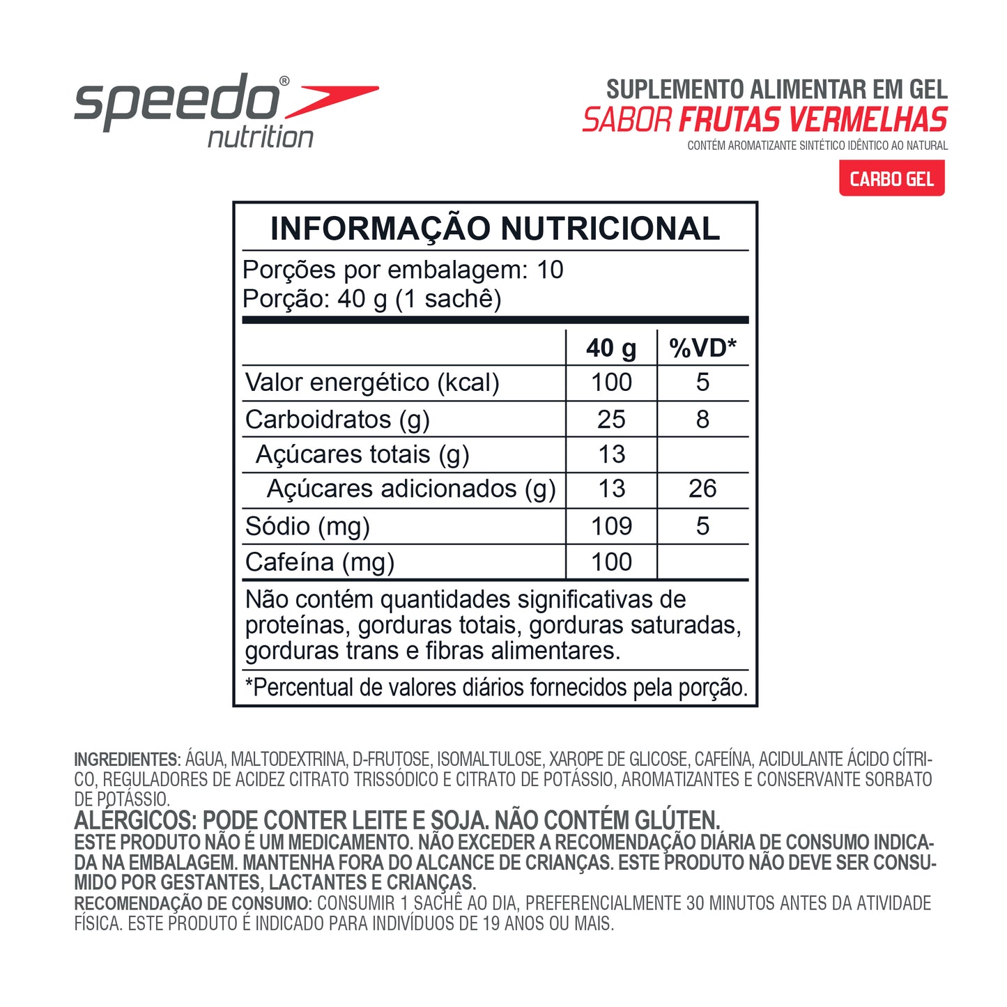 Energy Gel Speedo PWRD by Z2 Frutas Vermelhas | Display 10 Sachês