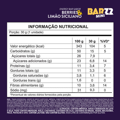 Barz MINI Berries & Limão Siciliano | Display 10 un
