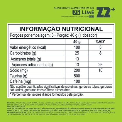 MasterPack Energy Gel Z2+ Lime 75Carb | Caixa com 20u Flask 120ml