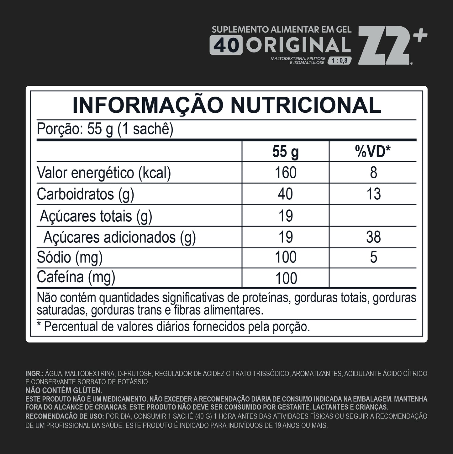 Energy Gel Z2+ Original 40 Carb | Display 10un