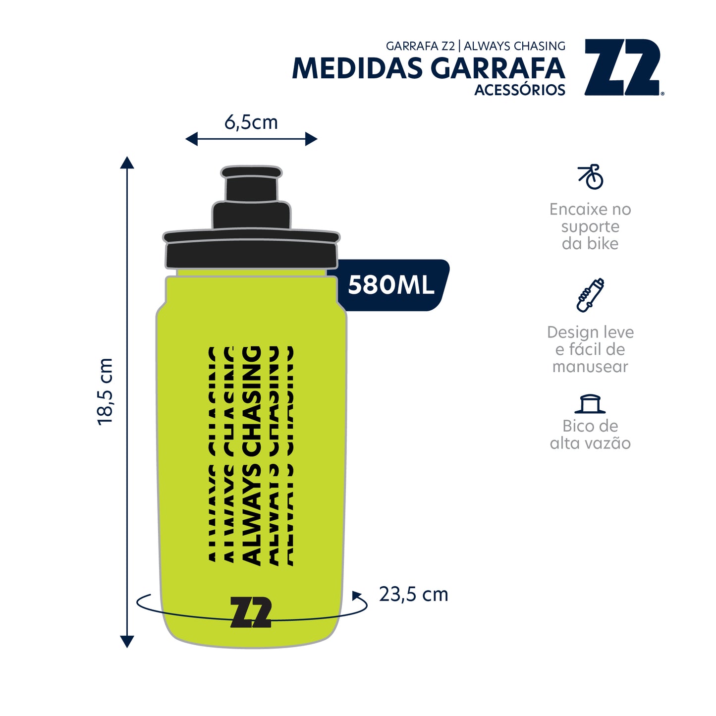 Garrafa Z2 | Always Chasing Verde Limão 550ml