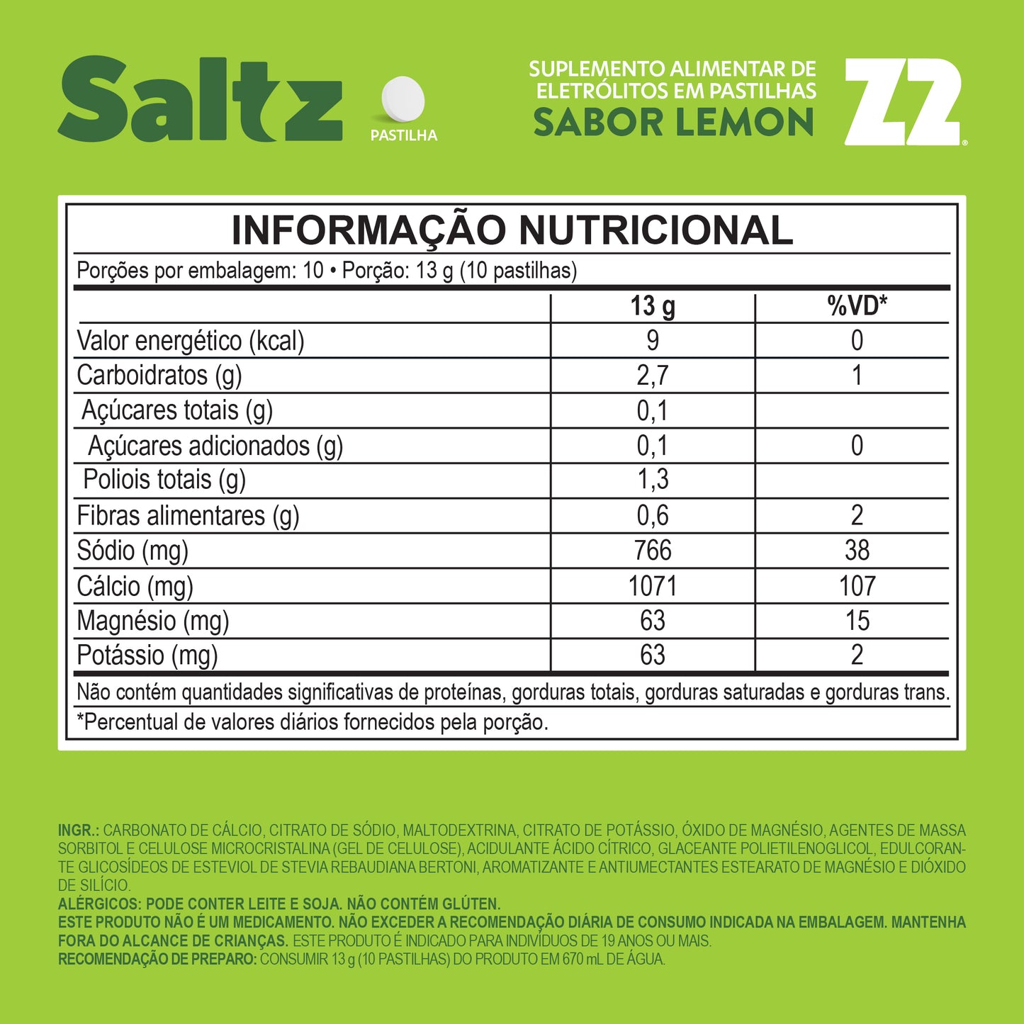 Saltz Pastilha Z2 Lemon | Box 10un