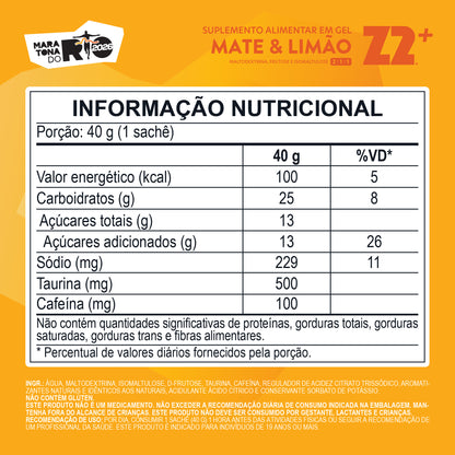 Energy Gel Z2 Maratona do Rio Mate & Limão | Display 10un