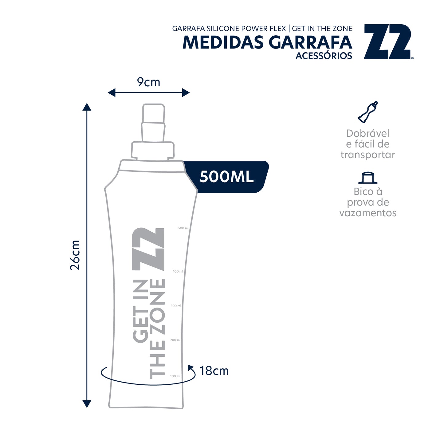 Garrafa Dobrável Soft Flask de Silicone 500ml | Z2 Get In The Zone