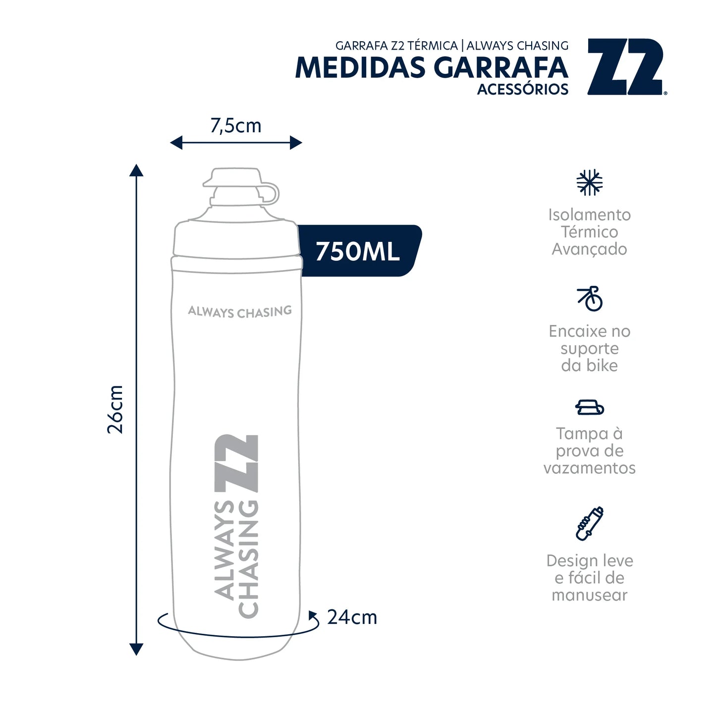 Garrafa Z2 Térmica | Always Chasing 750ml