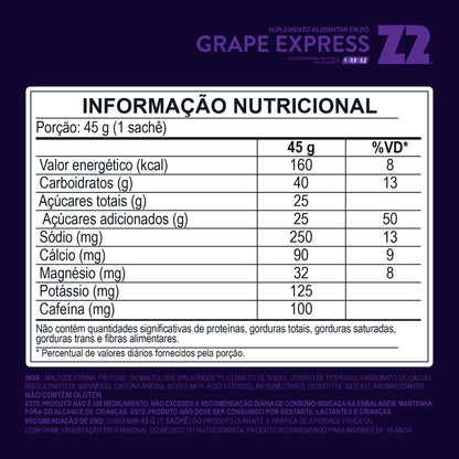 Z2+ Energy Drink Power Powder | Grape Express - Box 10 Sachês 45g